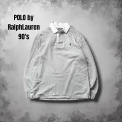 90s RalphLaurenスウェットラガーシャツ ポニーロゴ 長袖ポロシャツ