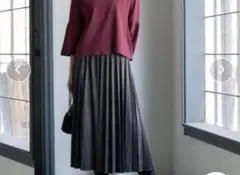 OPAQUE.CLIP フェイクスウェードプリーツスカートS チャコールグレー