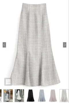 GRL dk1080 ラメチェックツイードマーメイドスカート アイボリー L