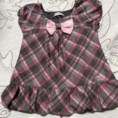 美品♡Mimi Piano 外しチュニック グレー ピンクチェック♡１３０