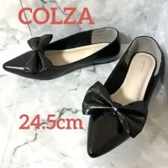 [美品‼︎]COLZA リボン付き ポインテッドトゥ フラットパンプス 黒