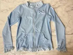 メゾピアノ　ラッシュガード　140 ブルー　青　水色　チェック　長袖