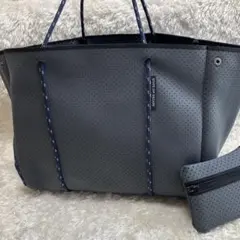 【美品】state of escape トートバッグ　ポーチ付　グレー