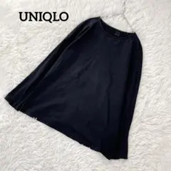 ユニクロ　ヒートテックコットンクルーネックT　ブラック　【XL】　無地　2822