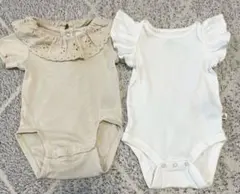 ロンパース2枚セット ベージュ・ホワイト