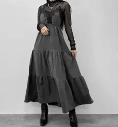 【LVEU.】レースデザインティアードキャミソールワンピース ダークグレー