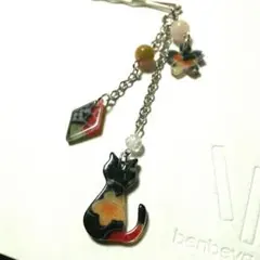 和風　しゃらしゃら　簪風　ヘアピン　猫と桜