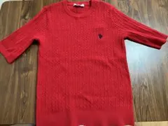 U.S. POLO ASSN. 半袖ニット Lサイズ レッド