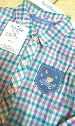 タグ付き新品 familiar ファミリア 80 春夏 タータンチェック シャツ