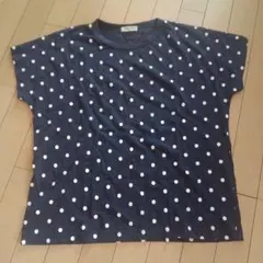 Samansa Mos2 ドット柄 半袖Tシャツ ネイビーのサムネイル