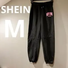 SHEIN [M]NEW YORK ロゴ ジョガーパンツ ブラック