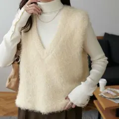 前後2WAYフェザーヤーンショートベスト