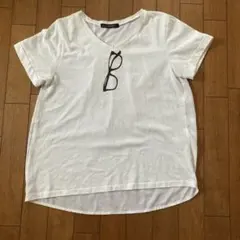 ページボーイ　半袖白Tシャツ メガネ柄