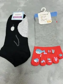 レディースソックス　2足組　クジラ　シャチ