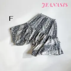 ジーナシス 変形フレアスカート パイソン柄 Fアシメ ウエストゴム シフォン調のサムネイル
