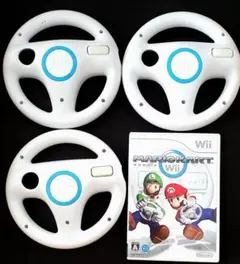 【値下げ】マリオカート Wii ハンドル 3個セットとソフト