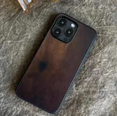 スマホケース iphone用 ブラウンレザー風