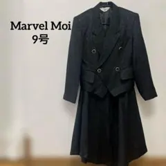 黒のダブルブレストスーツドレス　ジャケット　フレアスカート　M