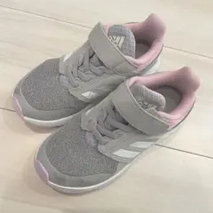 adidas キッズスニーカー 18cm グレー/ピンク