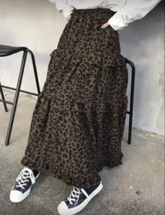 FRIFUL レオパード柄 プリーツ ミニマリストAラインスカート　XLサイズ