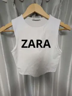 【美品】ZARA ホワイト ノースリーブ クロップトップ