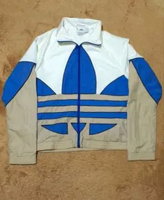 adidas ナイロンジャケット L ホワイト/ブルー