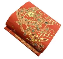 ユ85未使用型染め 正絹 名古屋帯正絹 着物帯　仕立て上り美品