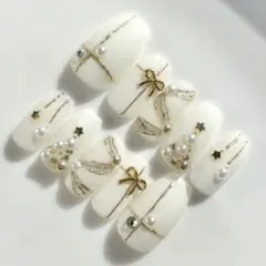 【オーダー込】クリスマスネイル ツリーネイル リボンネイル マグネットネイル