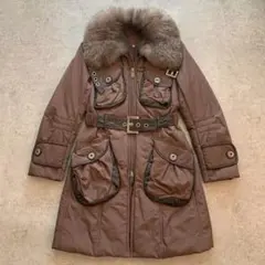 リアルファー ロングコート Wジップ 高級感 ギミック 高級感 Y2K 古着