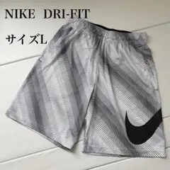 NIKE Dri-FIT ハーフパンツ 幾何学柄 ビッグロゴ 黒 Lのサムネイル