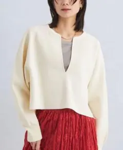 greenlabelrelaxingパフニットスキッパープルオーバー　アイボリー