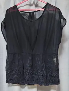 grove 刺繍入りブラウス Mサイズ ネイビーのサムネイル