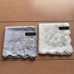 YOSIE INABA ハンカチ 2枚セット ブルー系 刺繍のサムネイル
