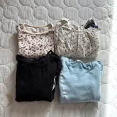 まとめ売り　女の子　90センチ長袖トップス4点セット（花柄・青）