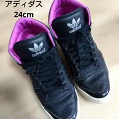 アディダスsleek series　ハイカットスニーカー　黒×紫