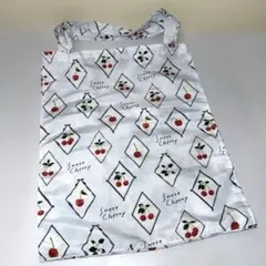 ハンドメイド チェリー柄 マチたっぷりエコバッグ 薄い水色