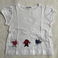 familiar 花刺繍 Tシャツ ホワイト