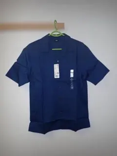 ユニクロ　UNIQLO　オープンカラーシャツ　Sサイズ　66ブルーのサムネイル