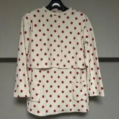 マタニティパジャマ　上　トップス　冬　水玉　授乳服　M