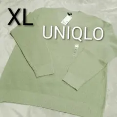 新品未使用 UNIQLO ユニクロ レディース XL グリーン Vネック春ニット