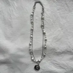 【美品】ネックレス2本セット チェーンネックレス ビーズネックレス