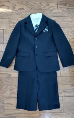 キッズスーツ(黒) 120cm ジャケット、パンツ、シャツ、ネクタイ セット