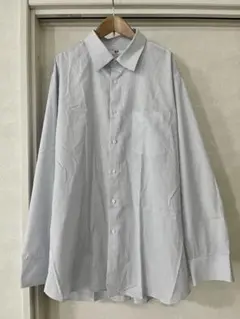【3XL】UNIQLO ファインクロスストライプシャツ　長袖 ワイシャツ　ブルー