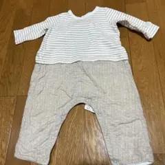 PETIT BATEAU 長袖ストライプロンパース 70