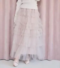 NICE CLAUP チュールティアードロングスカートのサムネイル