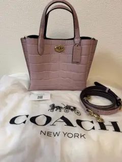 新品COACH シャンブレーミニトートバッグ ショルダーストラップ付き 