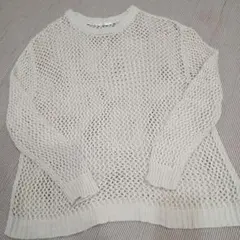 最終値下げアイボリー 透かし編み 長袖ニット サマーニット 網 メッシュ