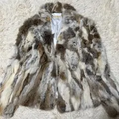 ブランカフェ ラビットファーコート 毛皮 リアルファー ミックスカラー L