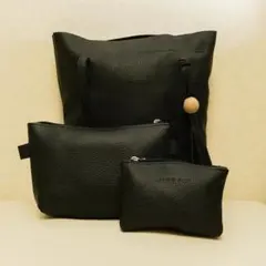 【ブラック】トートバッグ 3点セット PUレザー ショルダー 通勤 通学 ポーチ