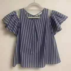 very nice claup ストライプ柄 肩出しブラウス